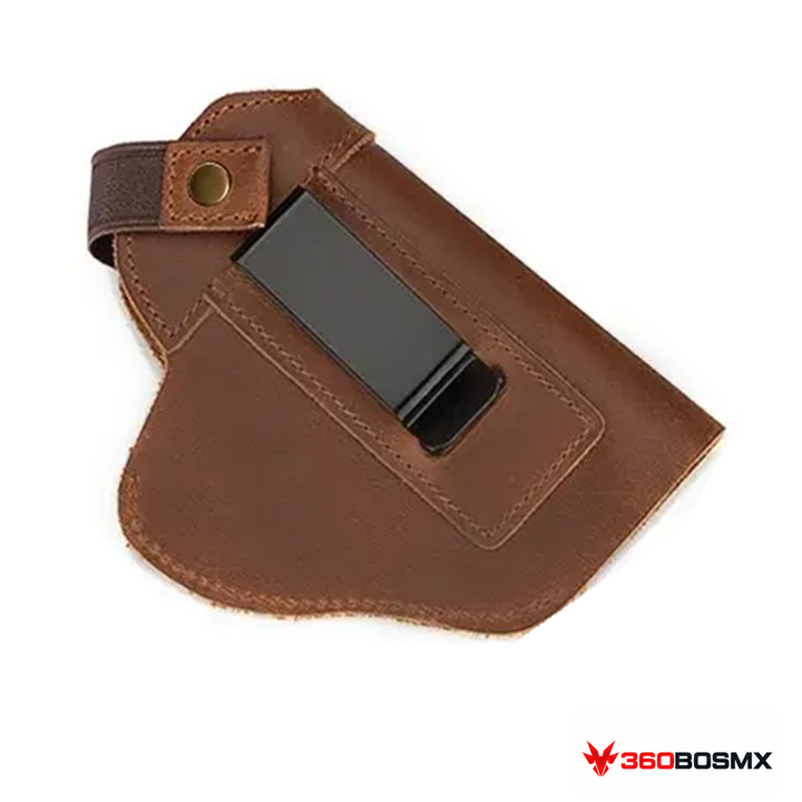 Funda Genérica de cuero marrón con clip para cinturón y broche