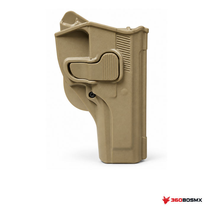 Holster Milfort para Beretta 92FS — Caqui sobre fondo blanco con logo 360BOSMX