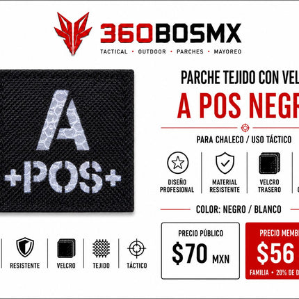 Parche Tela c/ Velcro TIpo De Sangre