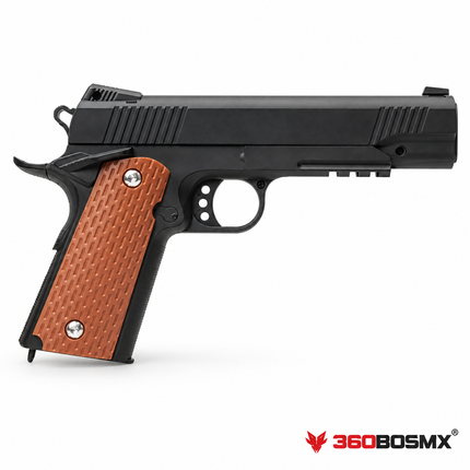 Pistola 1911 Airsoft 6mm negra con empuñadura café