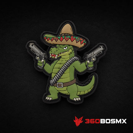 Parche PVC Cocodrilo Pistolero con Sombrero