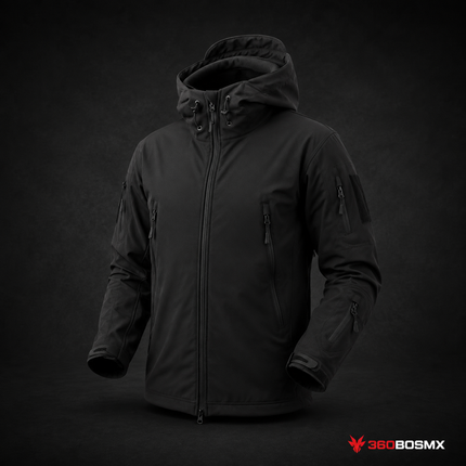 Chamarra Táctica Softshell Impermeable X026 - Negro - Talla XL