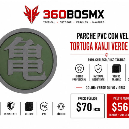 Parche PVC c/ Velcro Tortuga Kanji A1