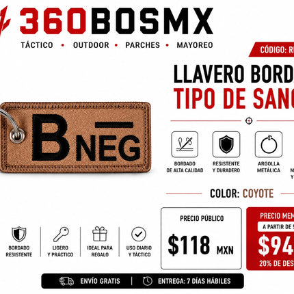 Parche Llavero Tipo De Sangre
