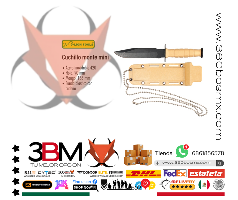 Cuchillo 3 1/2" C Cadena Funda Plastico LT	64	3BM-0333 MP MM