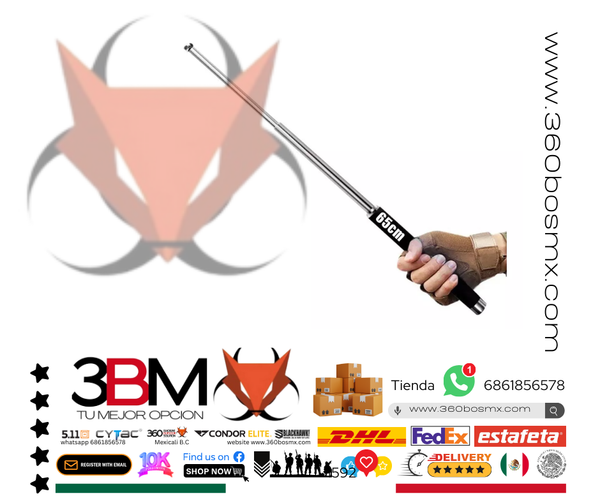 Baston Retractil Acero Defensa Personal 60cm 	192	3BM-0166 A2 JD MP MM