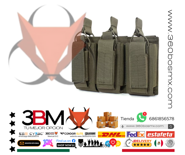 Porta Cargador Chaleco Sistema Molle Verde	400	3BM-0124 D JD MP MM