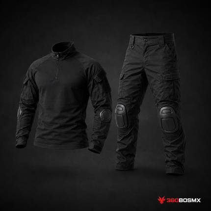Uniforme Táctico con Coderas y Rodilleras GJP-WF - Negro - Talla M