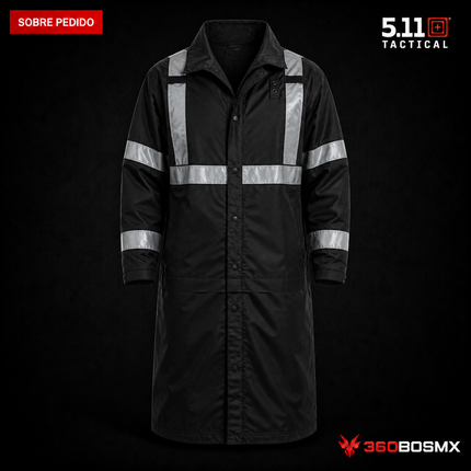 Gabardina Impermeable Reversible de Alta Visibilidad 5.11 en color Negro, prenda sobre pedido