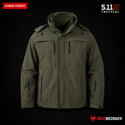 Chaqueta de Servicio Valiant 5.11 en color Verde Sheriff, prenda sobre pedido