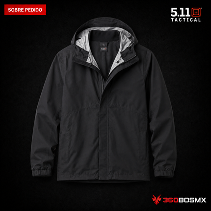 Chaqueta Impermeable de Servicio 5.11 en color Negro, prenda sobre pedido
