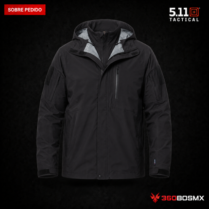 Chaqueta Impermeable Force Rainshell 5.11 en color Negro, prenda sobre pedido