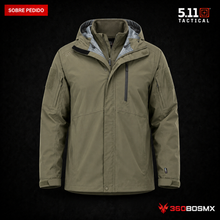 Chaqueta Impermeable Force Rainshell 5.11 en color Verde Ranger, prenda sobre pedido
