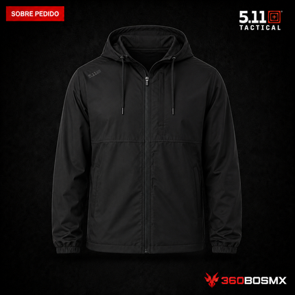 Chaqueta Plegable Radar 5.11 en color Negro, prenda sobre pedido