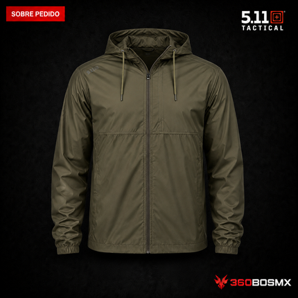 Chaqueta Plegable Radar 5.11 en color Verde Ranger, prenda sobre pedido
