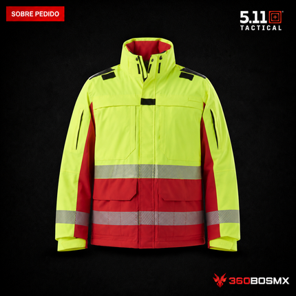 Parka de Alta Visibilidad Responder 2.0 5.11 en color Rojo Range, prenda sobre pedido