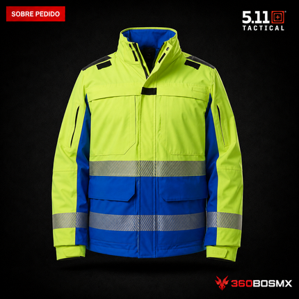 Parka de Alta Visibilidad Responder 2.0 5.11 en color Azul Rey, prenda sobre pedido