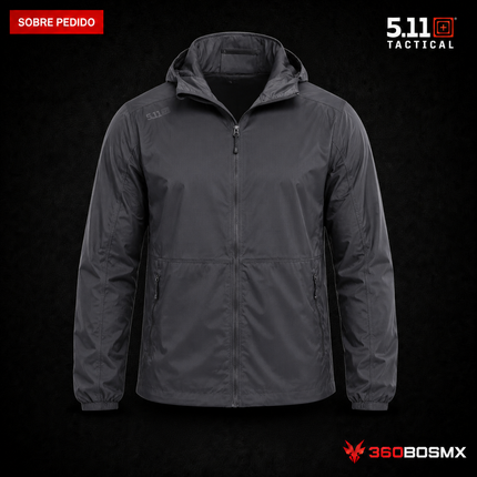 Rompevientos Plegable 5.11 en color Gris Volcánico, prenda sobre pedido
