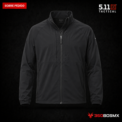 Chaqueta Cortaviento Elástica LT 5.11 en color Negro, prenda sobre pedido