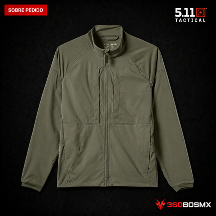 Chaqueta Cortaviento Elástica LT 5.11 en color Verde Ranger, prenda sobre pedido