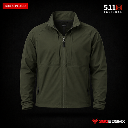 Chaqueta Cortaviento Elástica LT 5.11 en color Verde Sheriff, prenda sobre pedido