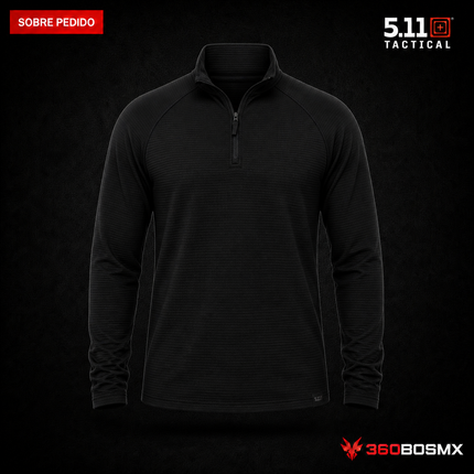 Sudadera Stratos con Cierre 1/4 5.11 en color Negro, prenda sobre pedido