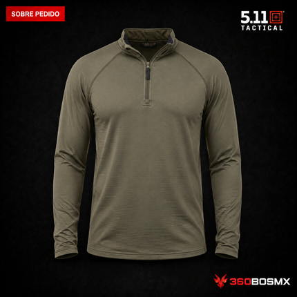 Sudadera Stratos con Cierre 1/4 5.11 en color Verde Ranger, prenda sobre pedido
