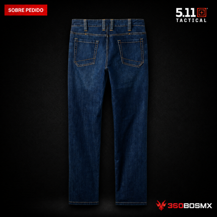Pantalón 5.11 Defender-Flex Straight Jean para hombre en color Índigo Lavado Oscuro, producto sobre pedido