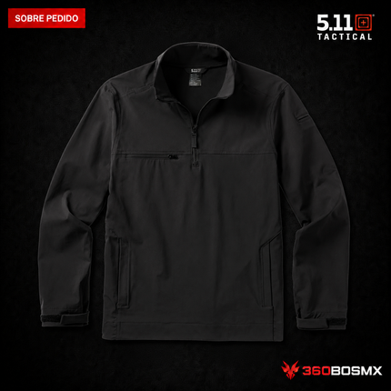 Sudadera de Trabajo Softshell con Cierre 1/4 5.11 en color Negro, prenda sobre pedido
