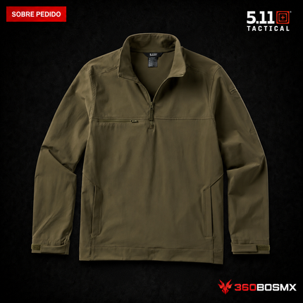 Sudadera de Trabajo Softshell con Cierre 1/4 5.11 en color Verde Ranger, prenda sobre pedido
