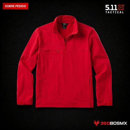 Sudadera de Trabajo Softshell con Cierre 1/4 5.11 en color Rojo Range, prenda sobre pedido