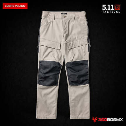 Pantalón 5.11 Peak Cargo para hombre en color Mushroom/Gris Volcánico, producto sobre pedido