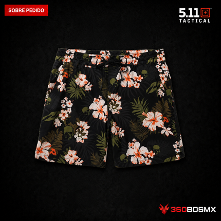 Short 5.11 Big Sur Hybrid Short 7 pulgadas para hombre en color Negro Tropical Skull, producto sobre pedido