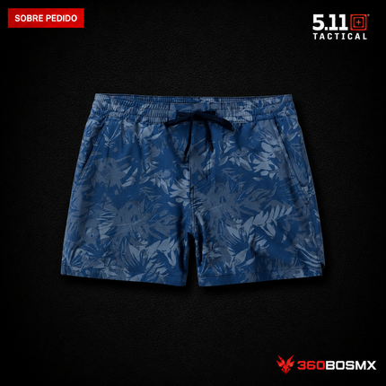 Short 5.11 Big Sur Hybrid Short Print 5 pulgadas para hombre en color Azul Cobalto Deer Fern, producto sobre pedido