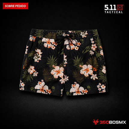 Short 5.11 Big Sur Hybrid Short Print 5 pulgadas para hombre en color Negro Tropical Skull, producto sobre pedido