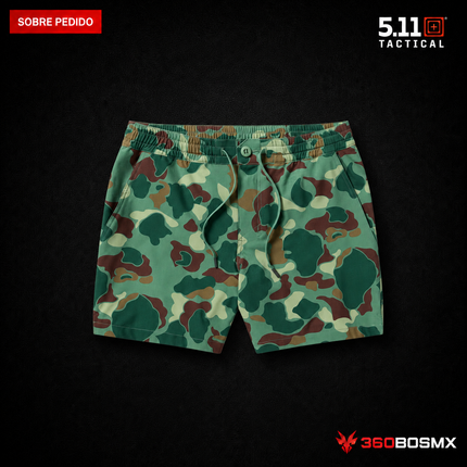 Short 5.11 Big Sur Hybrid Short Print 5 pulgadas para hombre en color Camuflaje Jungle Duck, producto sobre pedido