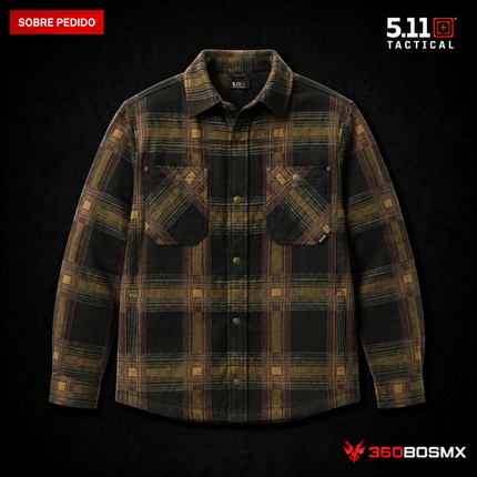 Sobrecamisa tipo Chaqueta Frontier 5.11 en color Cuadros Negros, prenda sobre pedido