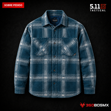 Sobrecamisa tipo Chaqueta Frontier 5.11 en color Cuadros Azul Blueblood, prenda sobre pedido