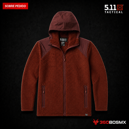 Chaqueta Térmica Pirin Polartec Alpha de Cierre Completo 5.11 en color Caoba, prenda sobre pedido