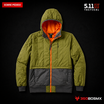Chaqueta Aislante Oberland de Cierre Completo 5.11 en color Verde Fatiga, prenda sobre pedido