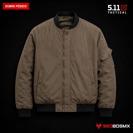 Chaqueta Reversible Kumau 5.11 en color Café Major/Camuflaje Tigre, prenda sobre pedido