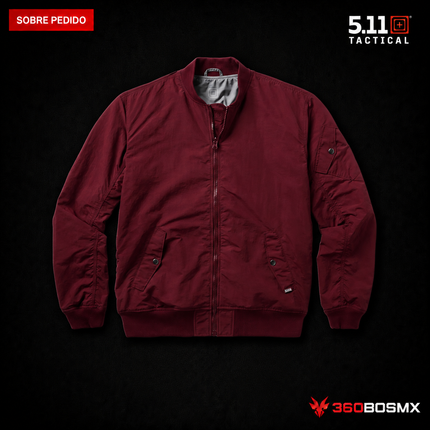 Chaqueta Reversible Kumau 5.11 en color Borgoña/Gris Nublado, prenda sobre pedido