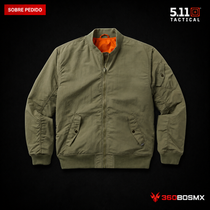 Chaqueta Reversible Kumau 5.11 en color Verde Tank/Naranja Weather, prenda sobre pedido