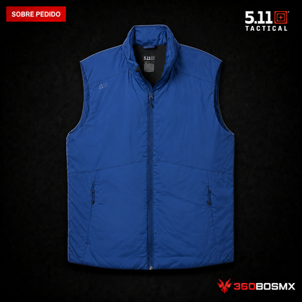Chaleco Aislante Adventure PrimaLoft 5.11 en color Azul Mejillón, prenda sobre pedido