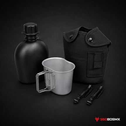 Cantimplora 1 L con Cazo y Funda AKM-074 - Negra