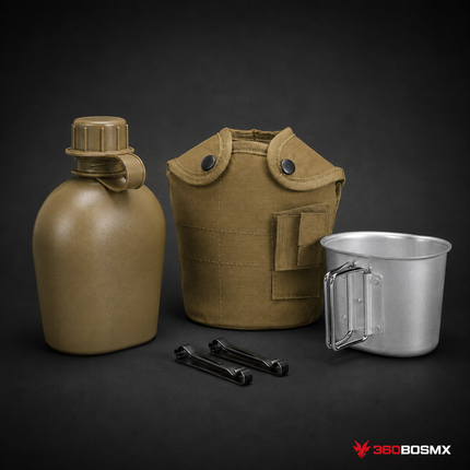 Cantimplora 1 L con Cazo y Funda AKM-074 - Caqui