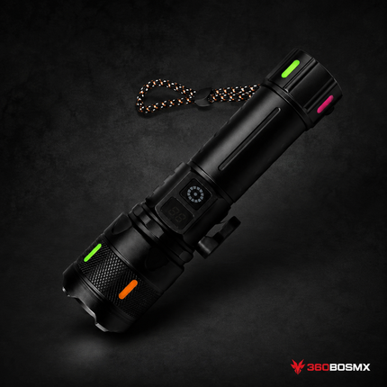 Lámpara Táctica LED con Zoom y Corta Soga WL29 - Negro