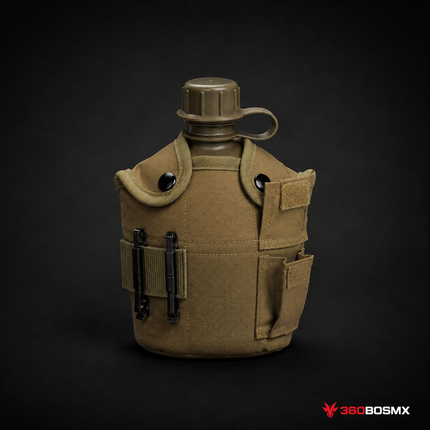 Cantimplora Táctica de 1 L con Funda y Ganchos GJP US – Caqui