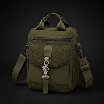 Mochila cruzada cuadrada varios compartimentos gancho de seguridad GJ1108 – Verde