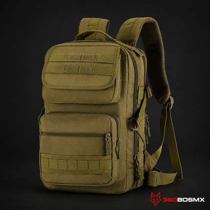 Mochila táctica 35 lts, escolar, ciclista, uso rudo, computadora GJ601 – Verde militar